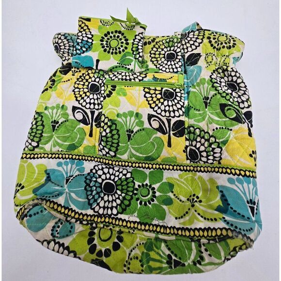 Vera Bradley Limes Up Tote Bag With Coin Pouch Set Floral Pattern Cotton - Picture 5 of 9